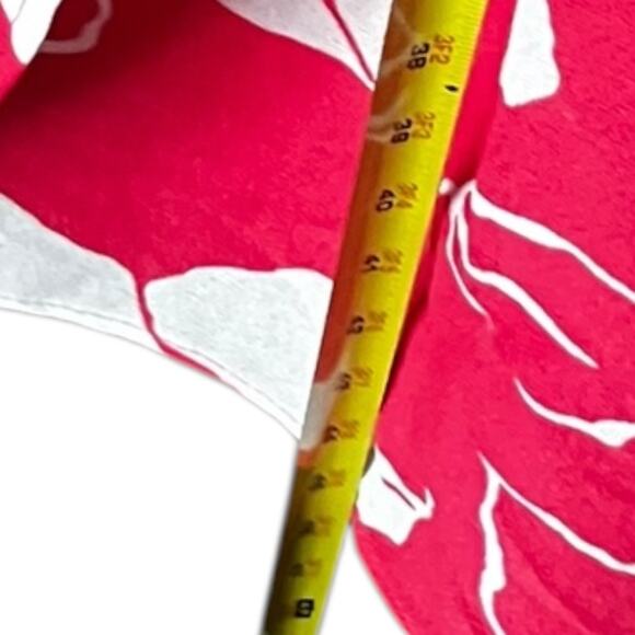 Vintage Craig Byron NY Pink Leaf Print Silky Midi Dress w/ Button Shoulder M - Picture 8 of 8